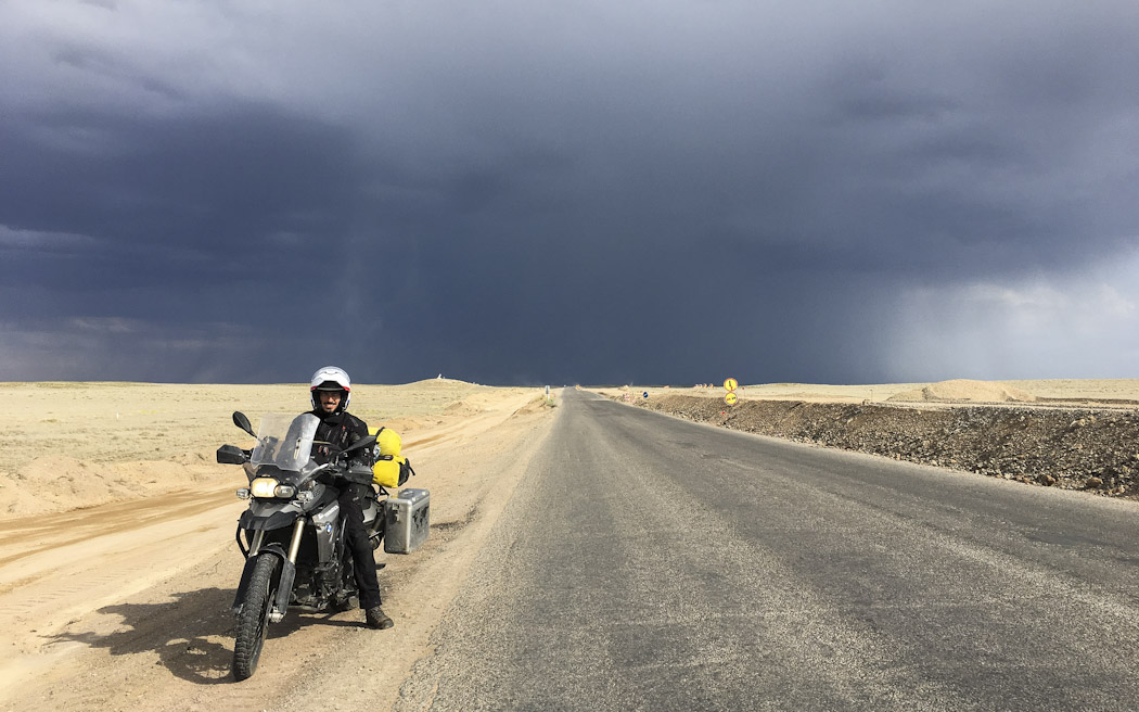 steppe with storm