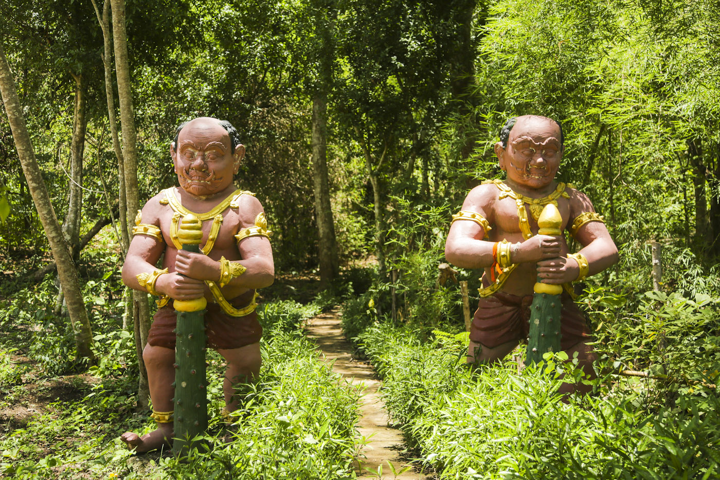 Statues of the guardians of the path that leads to the cemetery